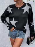 Fongt And Winter Loose Round Collar Star Pattern Knitted Long-Sleeved Sweater