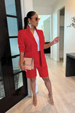 Two Piece Sets Women Long Sleeve Blazer Jacket Top and Shorts Set Elegant OL Office Ladies Matching Set Blazer Suit