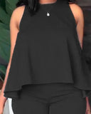 Popular Style Suit Independent Station Fashion Temperament Solid Color Sleeveless Two-Piece Suit For Commuter-Outfit
