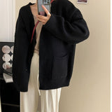 Fongt Women's Wear Fall / Winter 2024 New Large Pocket Knit Cardigan Top-Outfit
