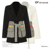 Fongt New Personality Design Fashion Special Material Eye-Catching Long Blazer 1588