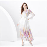Fongt And Autumn Women's Printed Femininity Shirt Blouse Flowers Half-Dressed Two Sets Of Belly Shaded Young