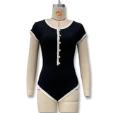 Fongt Simple Black And White Stuff Fashion Single Buckle Sexy Sleeveless Hottie Tight Jumpsuit