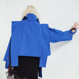 Fongt New Retro Tender Loose-Fitting Shoulders Long Ribbon Winding Short Coat QD876