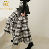 Office Korean Plaid Pant High Waist Trousers Capris 2021 New Fashion Women Casual Wide Leg Pants Female Autumn