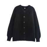 Fongt Women's Y2K2025 Autumn New Solid-Colored Cardigan Long-Sleeved Knitted Sweater Coat Women B66021