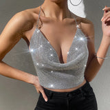 Fongt Sales 2023Wish Hot Metal Water Drill Sling Sexy Back Top Vest