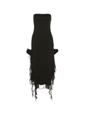 Split Ruffle Mesh Bandeau Maxi Dress-Outfit