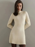 Fongt Half-Necked Dress Knitted Dress Spring 2025 Temperament Tweed A-Word Skirt