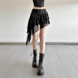 Fongt Trend 2025 Summer Women's New Solid Color Hottie High Waist Side Design Irregular Skirt