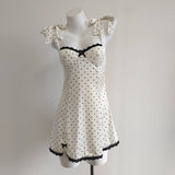 Fongt Style Collar Wave Point Sling Dress Woman 2025 New Summer High-End Feeling Waist-Back Sling Bow Skirt