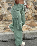 Fongt Street Fashion Retro Overalls Multi-Pocket Casual Straight
