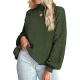 Fongt Women's Wear Sweater Fashion Women's Knit Jumper Solid Color Twisted Flower Turtleneck