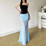 Fongt Summer New Women's Hottie Pure Wind High-Waist Net Yarn Half-Dress Temperament Fishtail Dress