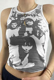 Vintage Girl Graphic Crop Tank Top-Outfit