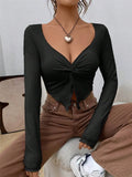 Fongt 2025 New Renovate Front-Turning Irregular Long-Sleeved T-Shirt Girl