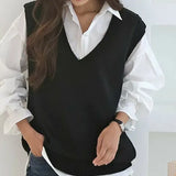 2020 New Autumn Winter Women Sweaters V-Neck Pullover Sleeveless Vest Knitted Oversize Elegant Wild Knitwear