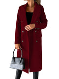 Fongt Women's Spring 2025 Coat Hair, Coat Solid Long Sleeve Double Buckle Bag Temperament Elegant