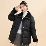 Maillard Down Cotton Jacket Female Winter 2024 New Loose Lamb Wool Collar Cotton-Padded Jacket And Thick Coat-Outfit