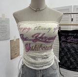 Fongt Shot With Chest Pad Lace Lace Hollow Hottie Breast Drawstring Thin Brat Waistcoat Sleeveless Top 12111