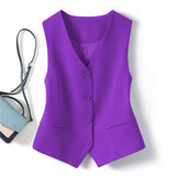 Fongt V-Neck Small Suit Vest Female Outside With Vintage Short Fold Wear Stylish Vest Horse Jacket Sleeveless Vest Top-Outfit