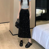Fongt Micro-Fat Mm2025 Spring New High-Waisted Bright Split-Dress Woman This Year's Popular A-Word Long Skirt