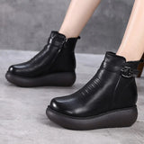 2021 Waterproof Women Snow Boots 100% Genuine Leather Natural Wool Fur Platform Ankle Boots For Women Winter Warm
