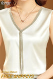 Crop Top Women V-neck Tassel Women's T-shirt Solid Vest Ladies Tops Summer Tank Top Chiffon Blouse White Woman