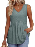 Fongt New Women's Vest Flowing Lotus Leaf Side Top Women's Elegant Sleeveless V-Neck Doll Vest