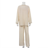 Fongt Spring 2023 Women's Long-Sleeved Round Collar Slacks Temperament Commuter Stitching Crepe Casual Suit-Outfit