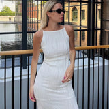 Summer New Fashion Three-Dimensional Line Sexy Condole Belt Slim Dress-Outfit