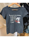 Women Black Graphic T shirts 2023 Summer Fashion O Neck Short Sleeves Printed Tees Female Slim Tops-Outfit