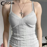 Solid Lace Stitching Crop Top Women Casual Summer Skinny Basic Tees Y2k Harajuku Casual Camisole Ladies Fashion Clothing-Outfit