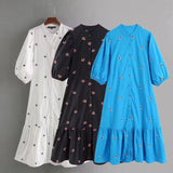 2024 New Simple And Generous Embroidered Flower Medium-Length Dress 4786067-Outfit