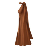 Fongt Explosive Women's Temperament Lightly Exposed Back Ribbon Hanging Neck Dress