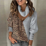 Leopard Patchwork Turtleneck