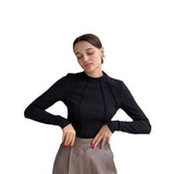 Fongt Bottom Shirt Autumn Winter Round Collar Tight Edge T Shirt Female Tight Temperament Commuter Top Women's