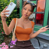 Short Sleeve Ribbed Crop Top-Outfit