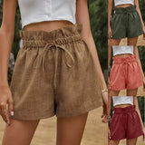 Fongt Casual Comfortable Shorts Women 2025 Summer New European Version Of High-Rise Belt Loose Broad Leg Pants Women