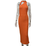 Fongt New Summer Sexy Seaside Holiday Solid-Colored Shoulder Bag Hips Long Dress Woman