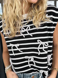Fongt Wind Bows Short-Sleeved Knitted Shirt Lady Top