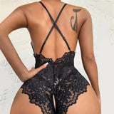 Sex Underwear Pajamas Open Brothing Collar Cross-Lace Lace Lace