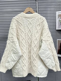 V Neck Long Sleeve Single Breasted Patchwork Contraste Sweater For Women 2024 Autumn Fashion Female New Clothing TH1551-Outfit