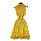 Fongt Design Sleeveless Knitted Dress Women's Summer Hair-Throw Slimming Pure Hot Girl Short Skirt