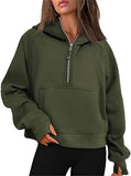 Fongt Autumn And Winter New Fashion Leisure Sports Half Zipper Hooded Short Plus Velvet Wear