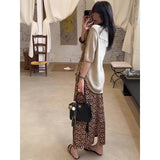 Fongt Short-Sleeved Top Print Open Skirt Set 2025 Summer New Relaxation Feel To Wear Two Sets Of Women