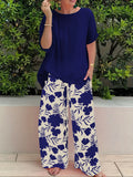Fongt Summer New Large-Size Women's Two-Set Printed Short-Sleeved