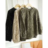 Fongt First-Line Brand Counter Mall Withdrew The Ribbon Women's Clothing Hollow Pane Embroidered Round Shirt Top