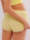 Sexy Beach Hot Pants Lotus Side Wave Solid-Colored Lolita Low-Rise Shorts Skirt