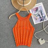 Blouse Heavy Industry Nail Beads To Repair Short Elastic Knitted Shirt Temperament Slings Ocean Hanging